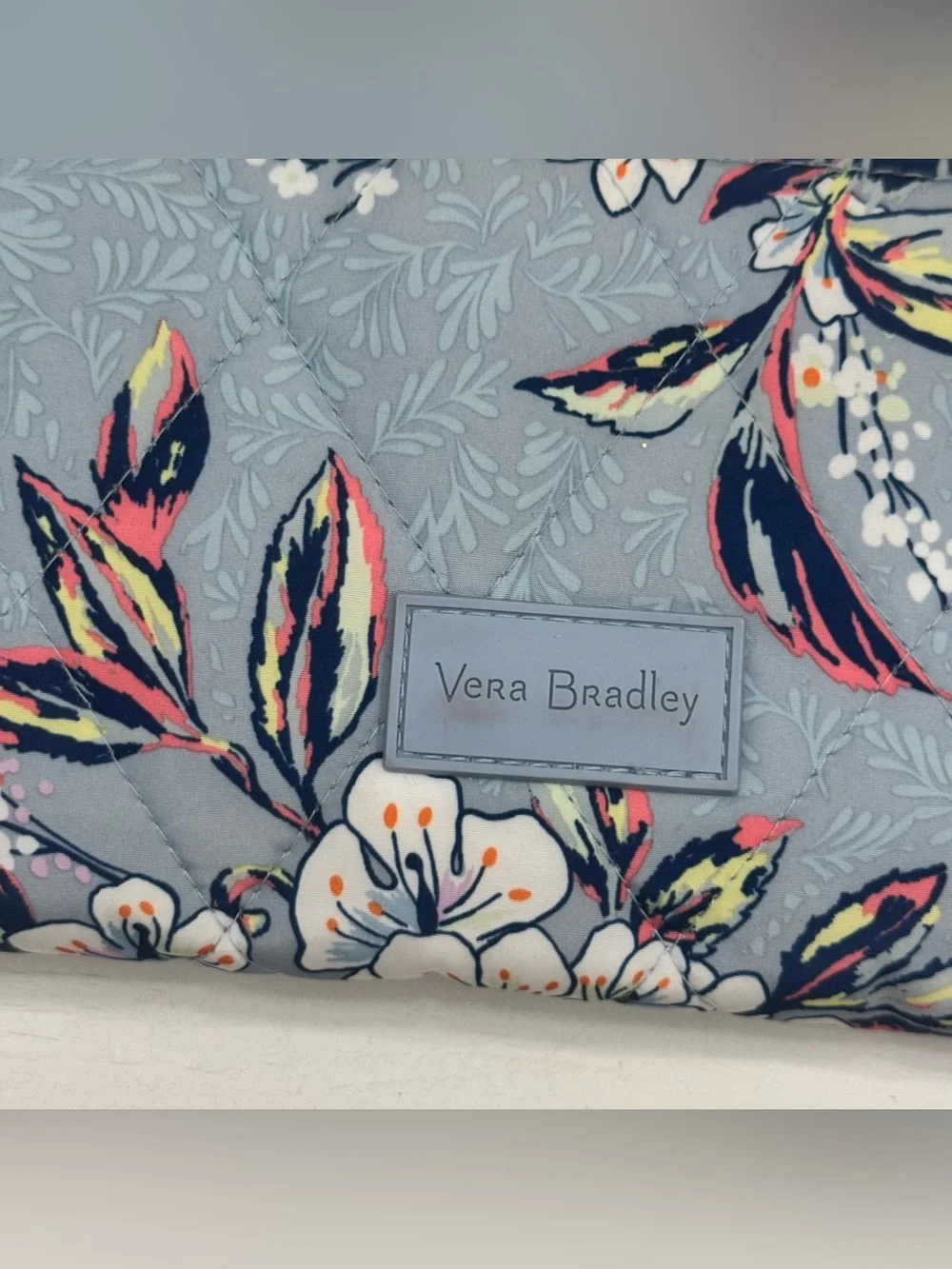 Vera Bradley Cherry Blossoms Accordion Zip Wallet | Quilted Floral Light Blue - Picture 2 of 9